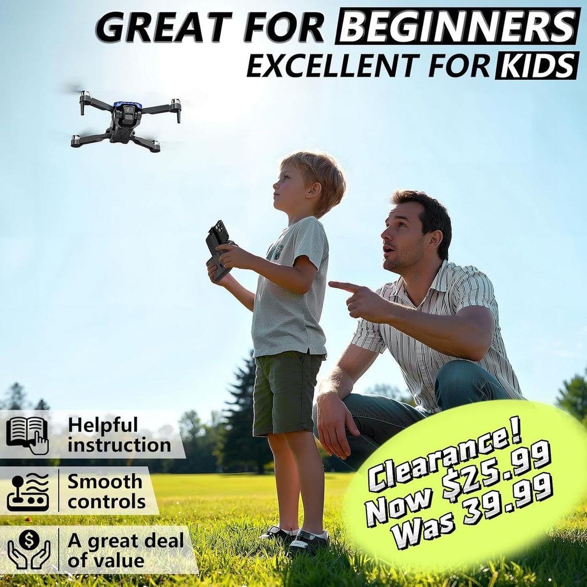 Foldable Mini FPV Drone with 1080P Camera, Carrying Case, 2 Batteries Z48638