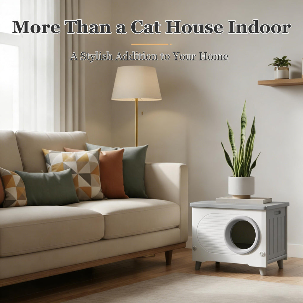 Weatherproof Elevated Outdoor Cat House with Cushion R588869