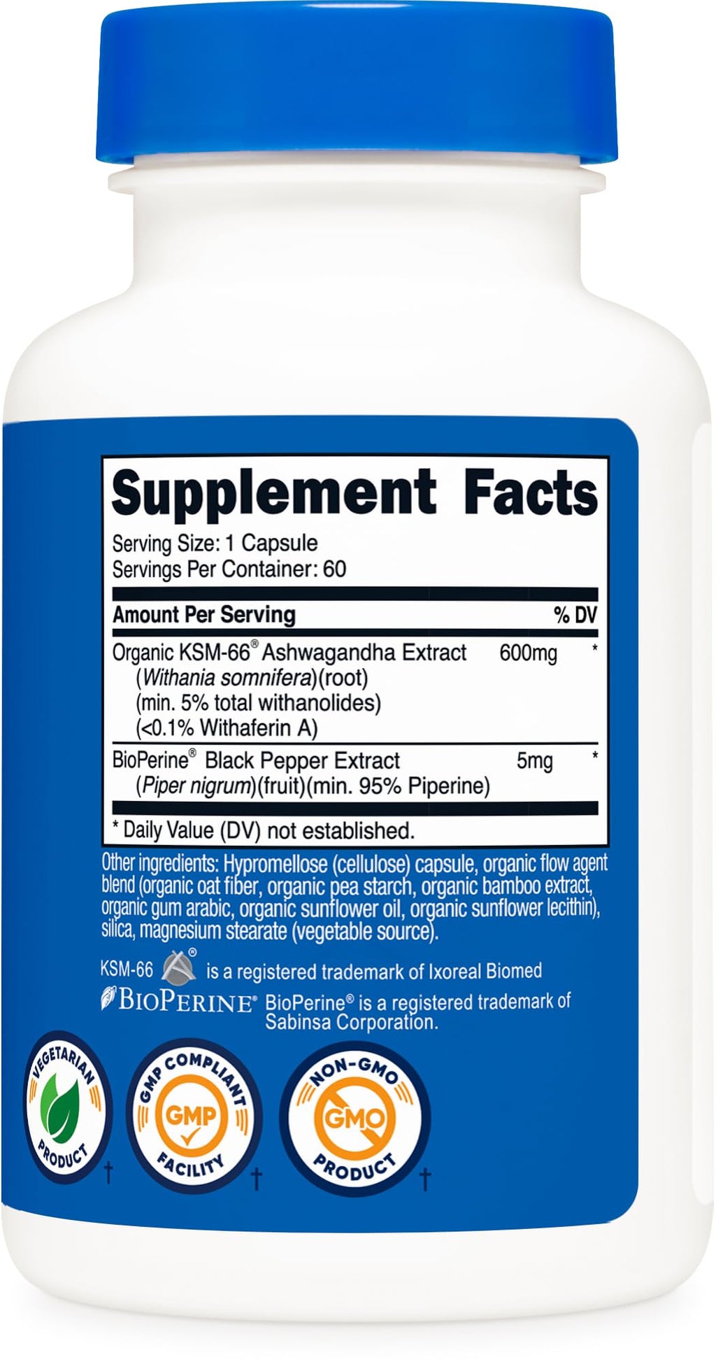 Ashwagandha Root Extract 600mg 60 Capsules H624