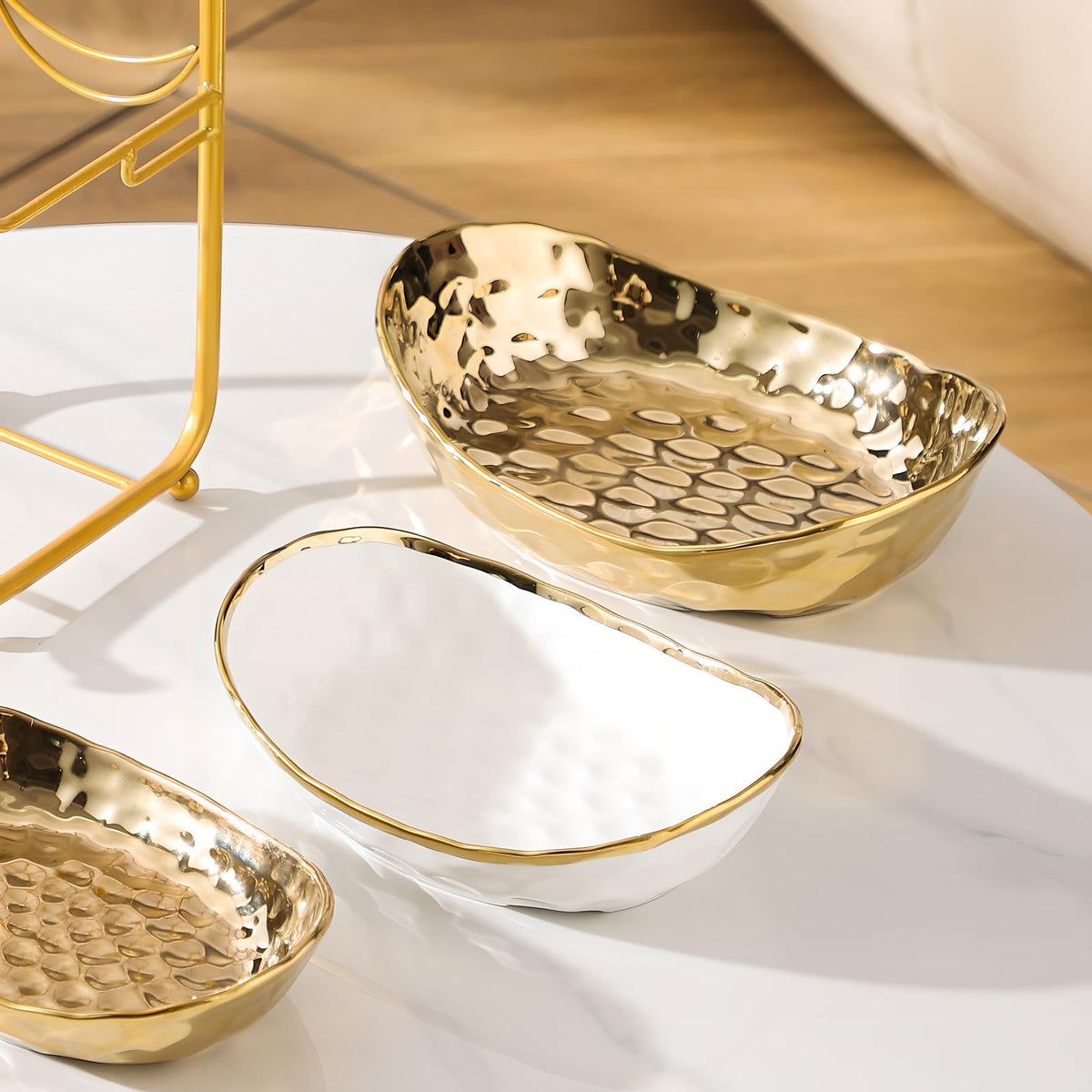 3 Tier Ceramic Fruit Bowl with Metal Stand R727
