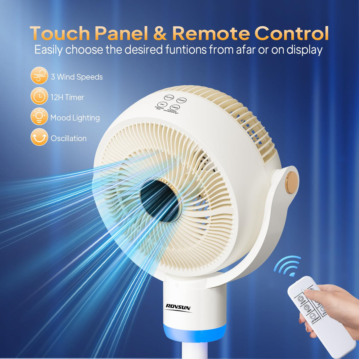 3-in-1 Pedestal Tabletop Oscillating Fan with Remote White J896