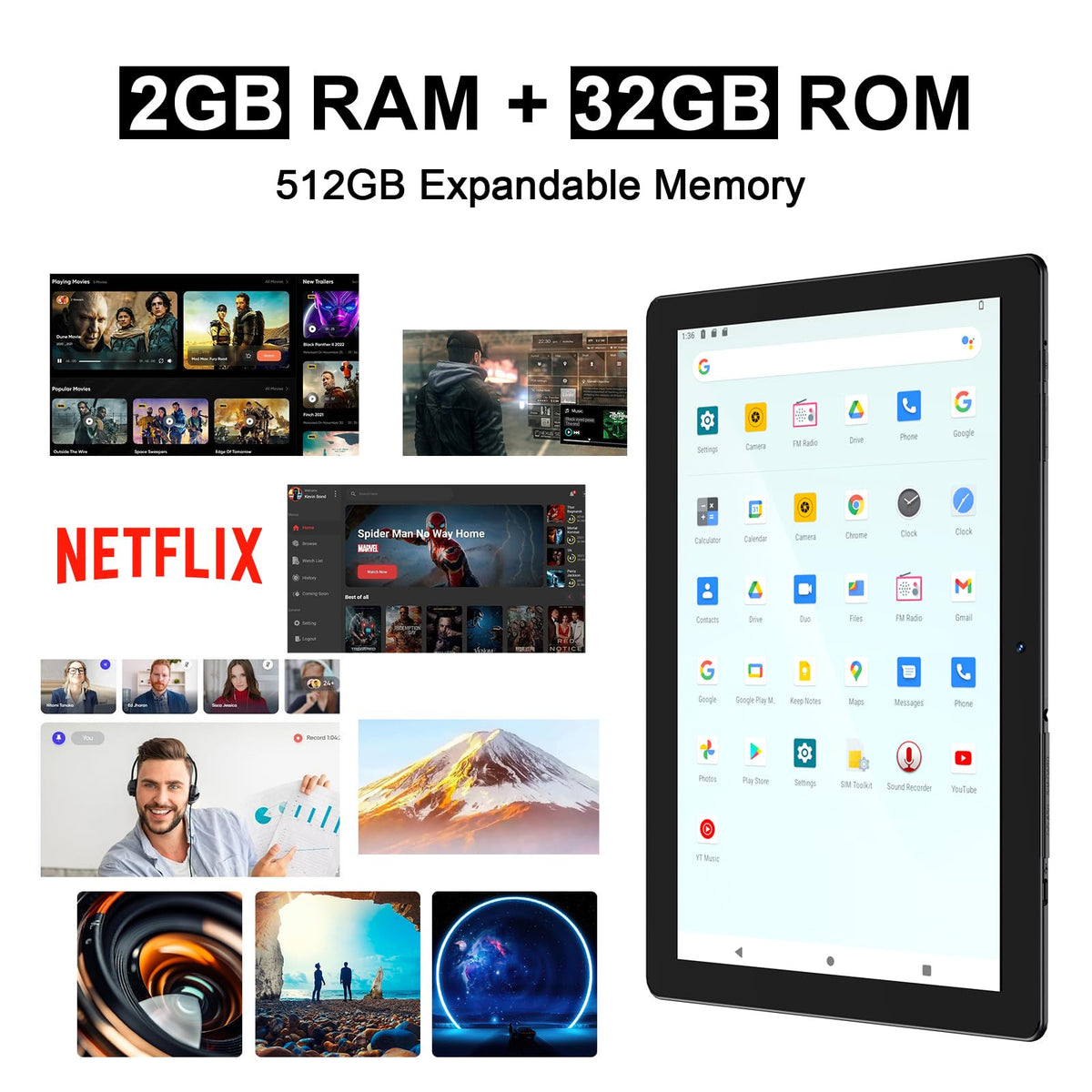 10 inch Android Tablet 32GB ROM 2GB RAM Quad-Core 6000mAh U288