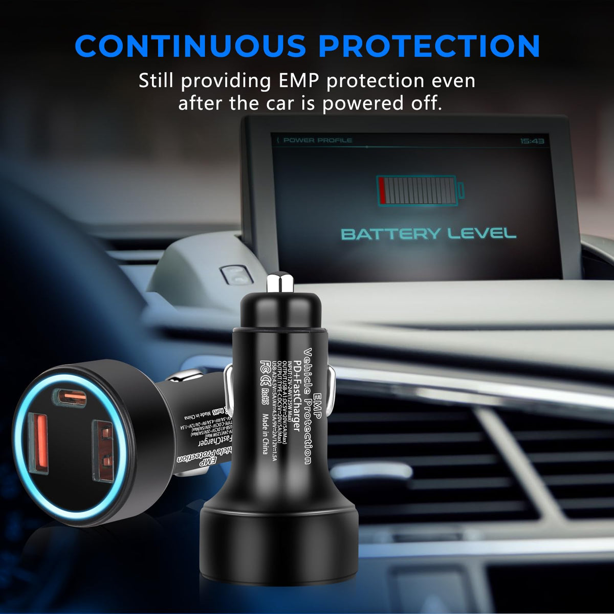Vehicle Protection with USB Sockets for 12-Volt DC G296