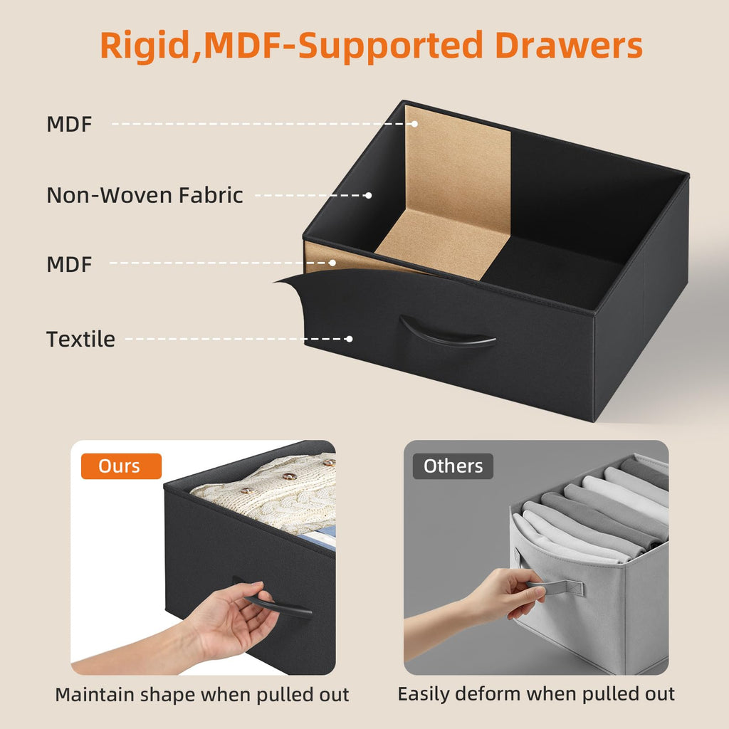 Wide 5 Drawer Nightstand with Charging Station & LED Light U591