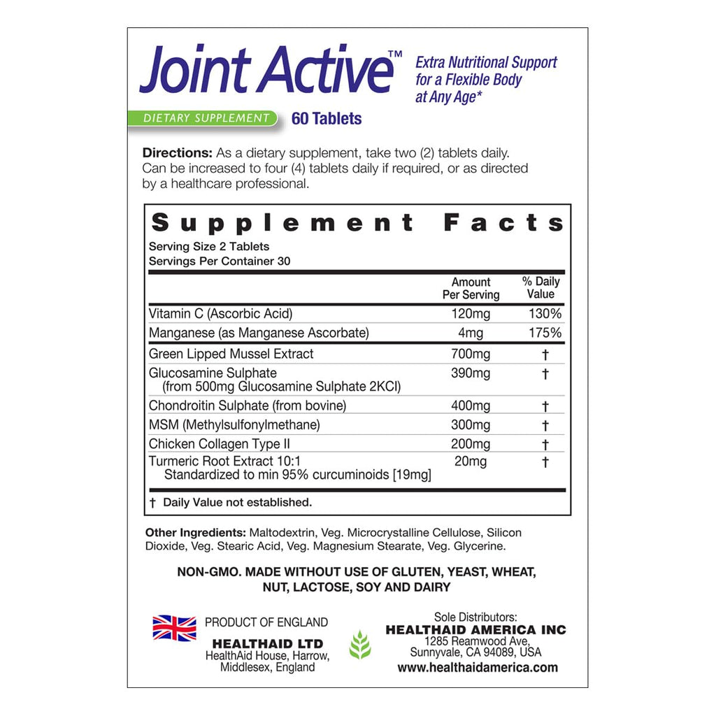 60 Tablets Joint Support with Green-Lipped Mussel Extract, Glucosamine, Chondroitin, Turmeric, MSM and Collagen C91450