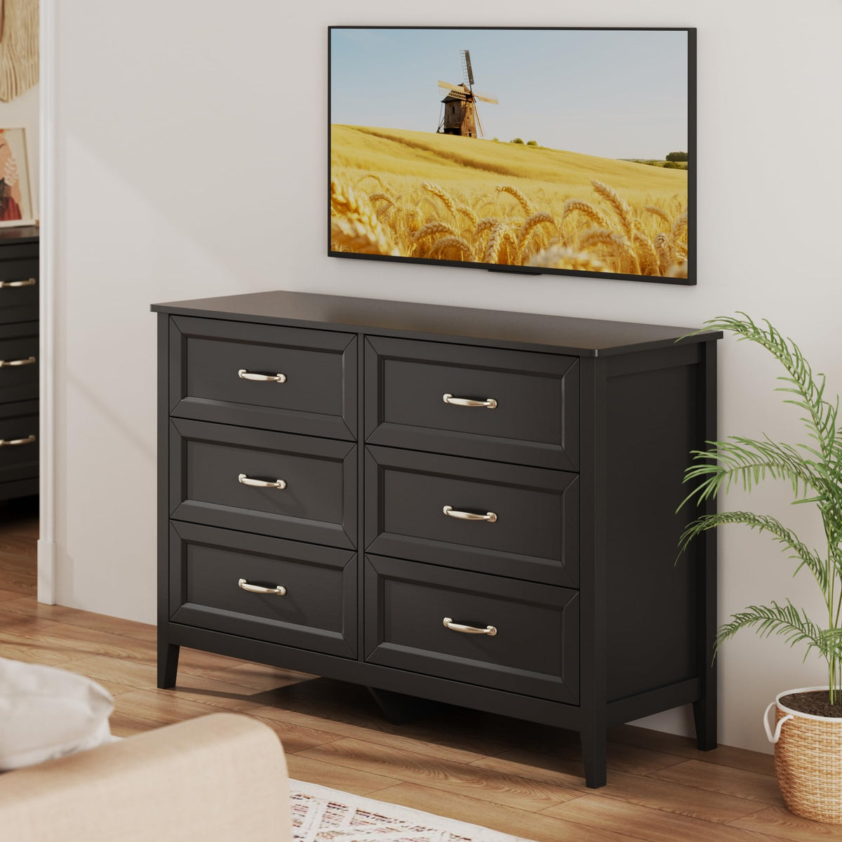 Black 6 Drawer Dresser P473