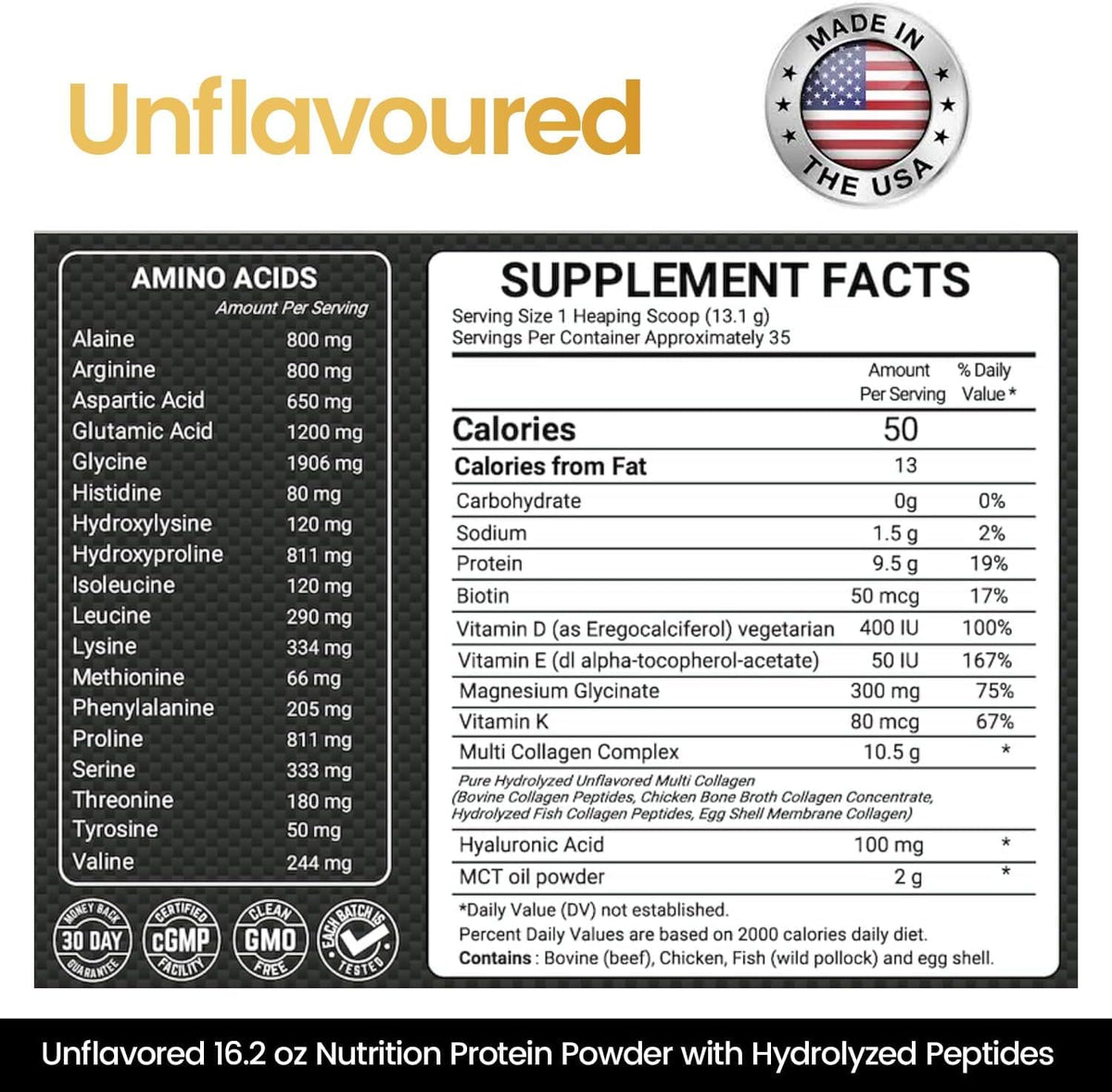 16.2 oz Unflavored Hydrolyzed Collagen Peptides Powder W64317