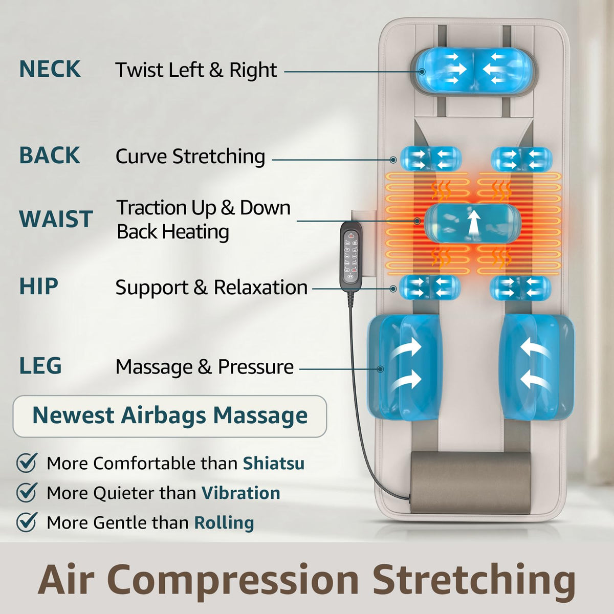 Full Body Massage Mat with Heat, Foldable Q266