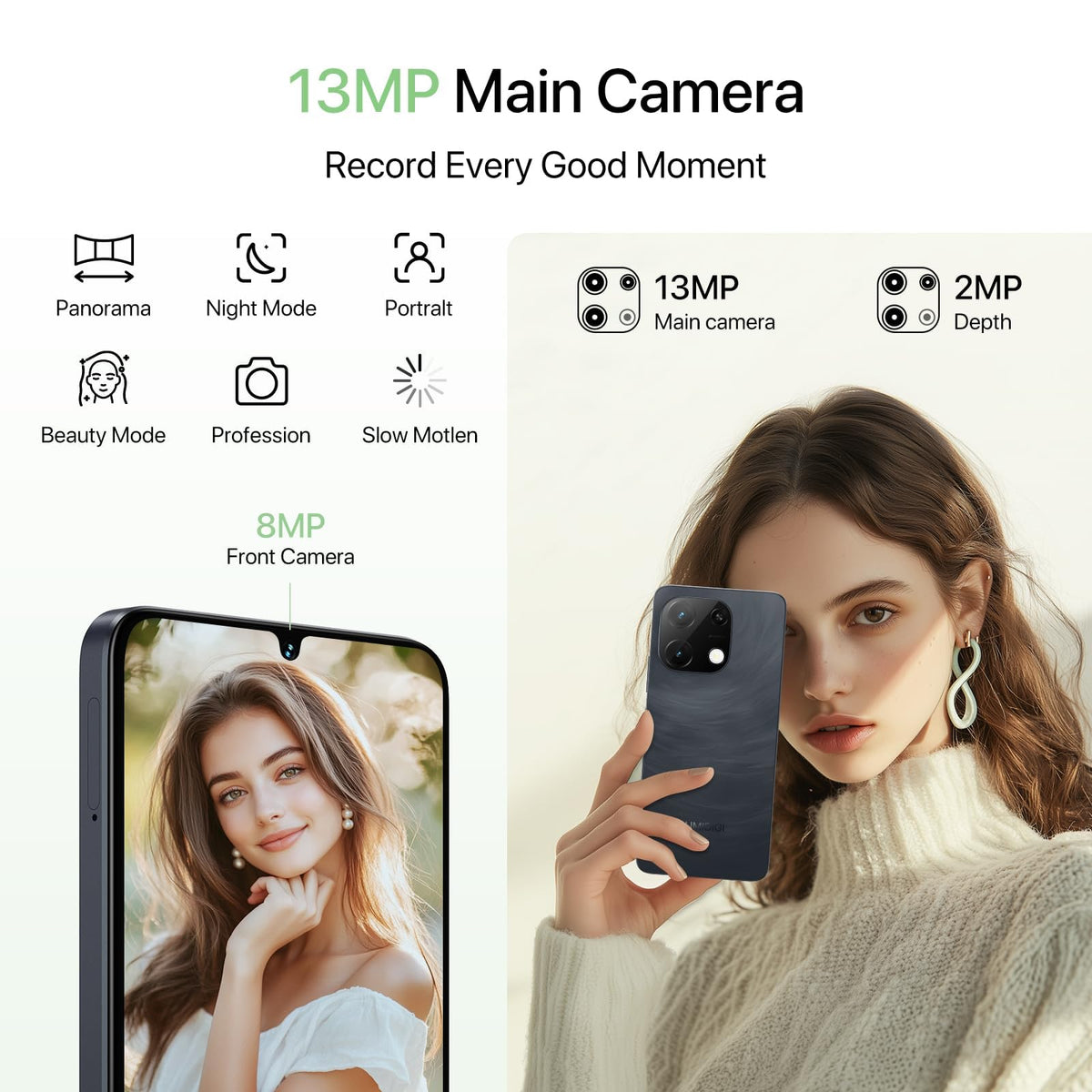 Unlocked Android 14 Smartphone 256GB Octa-Core 6.75" HD+ 5000mAh 4G Dual SIM R4824