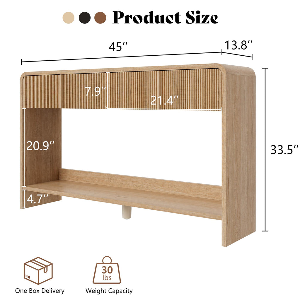 45" Fluted Console Table with 2 Drawers and Open Shelf T864357