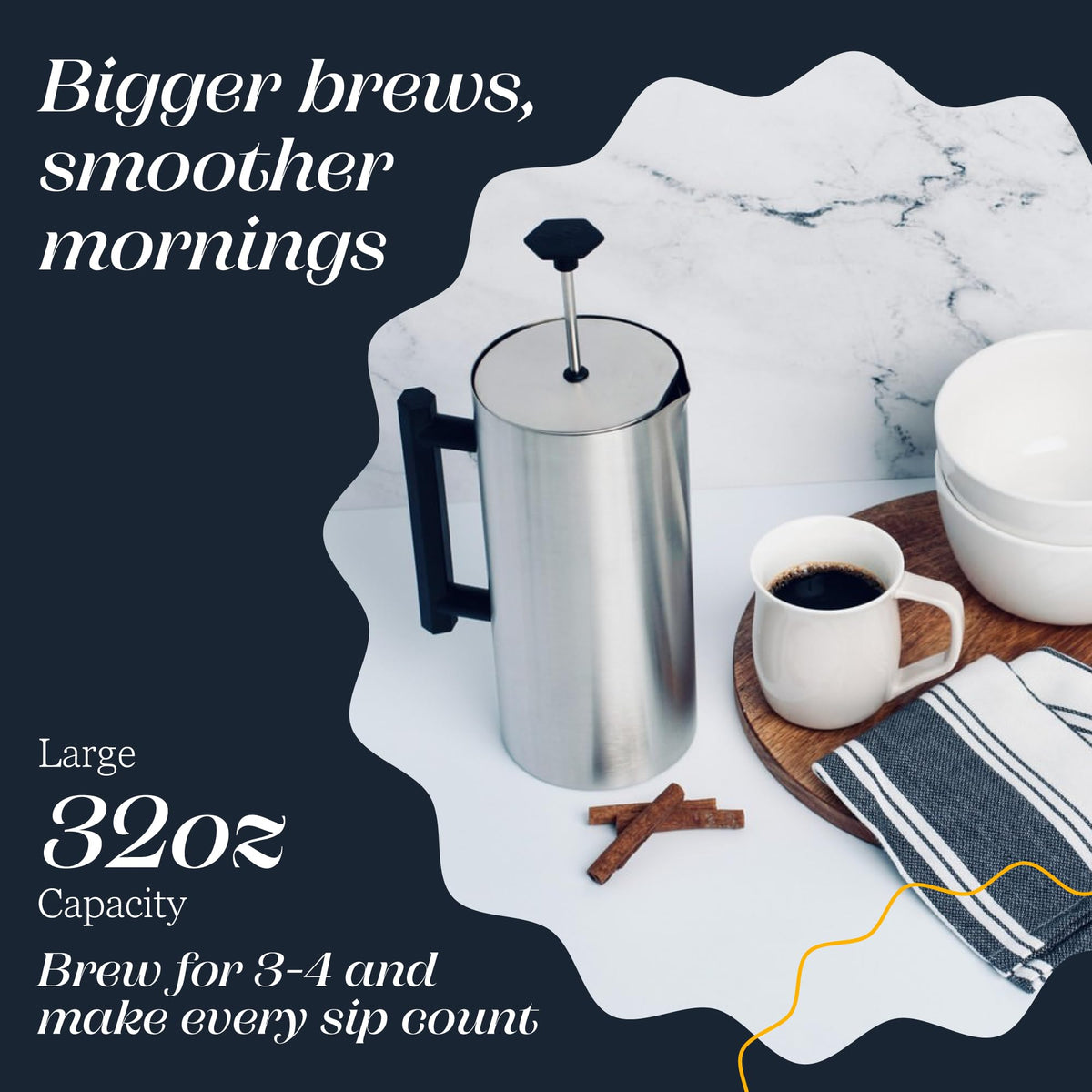 32oz Stainless Steel French Press H2418