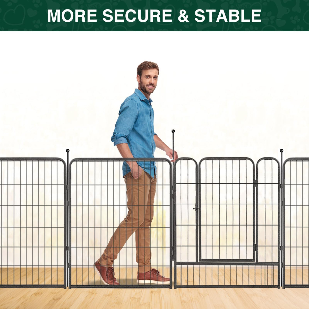 16 Panels 40" High Metal Dog Playpen with Gate I3660