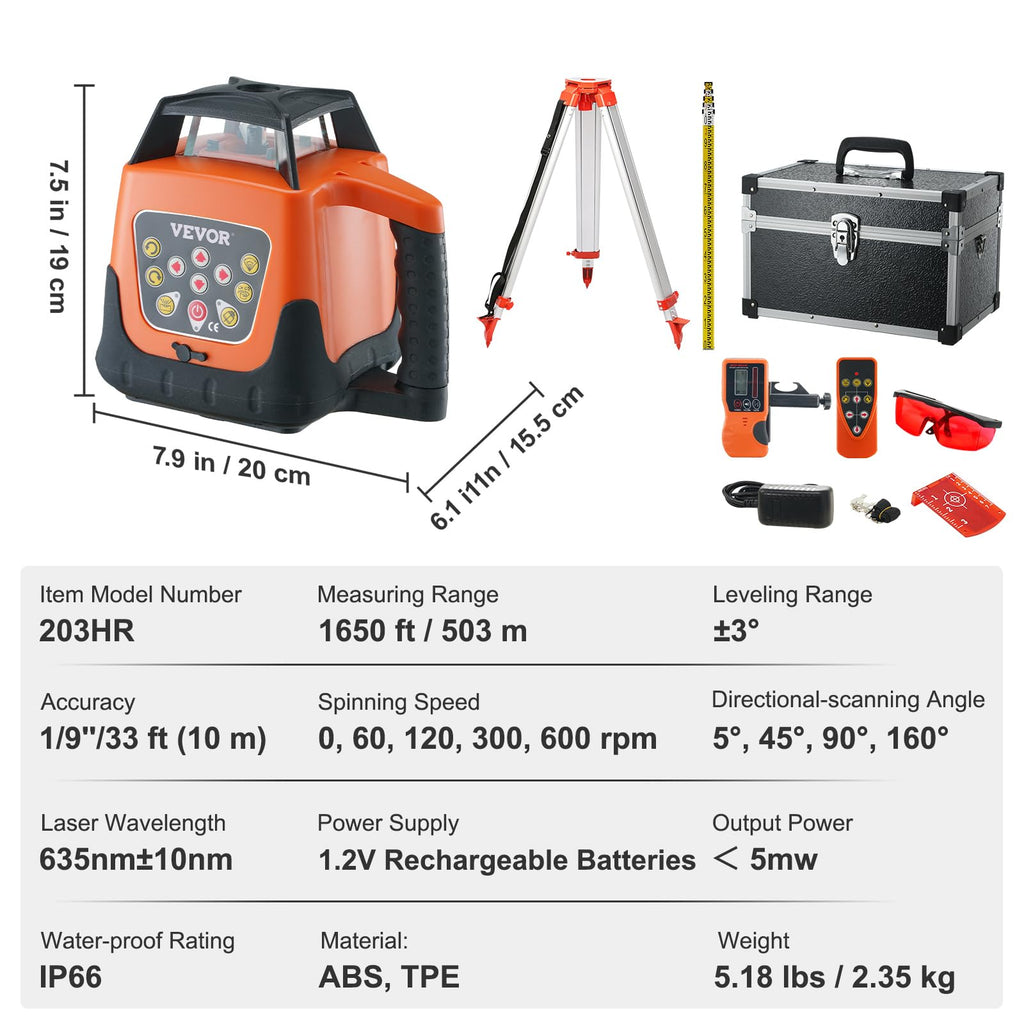 Red 360 Degree Self Leveling Rotary Laser Level Kit with Tripod D311880