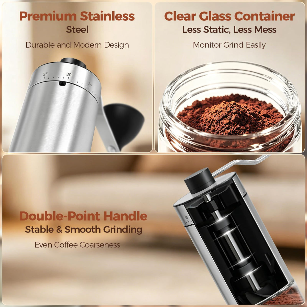 Manual Coffee Grinder with Ceramic Conical Burr K171