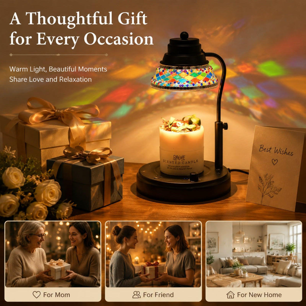 Black Candle Warmer Lamp with Timer & Dimmer U5564