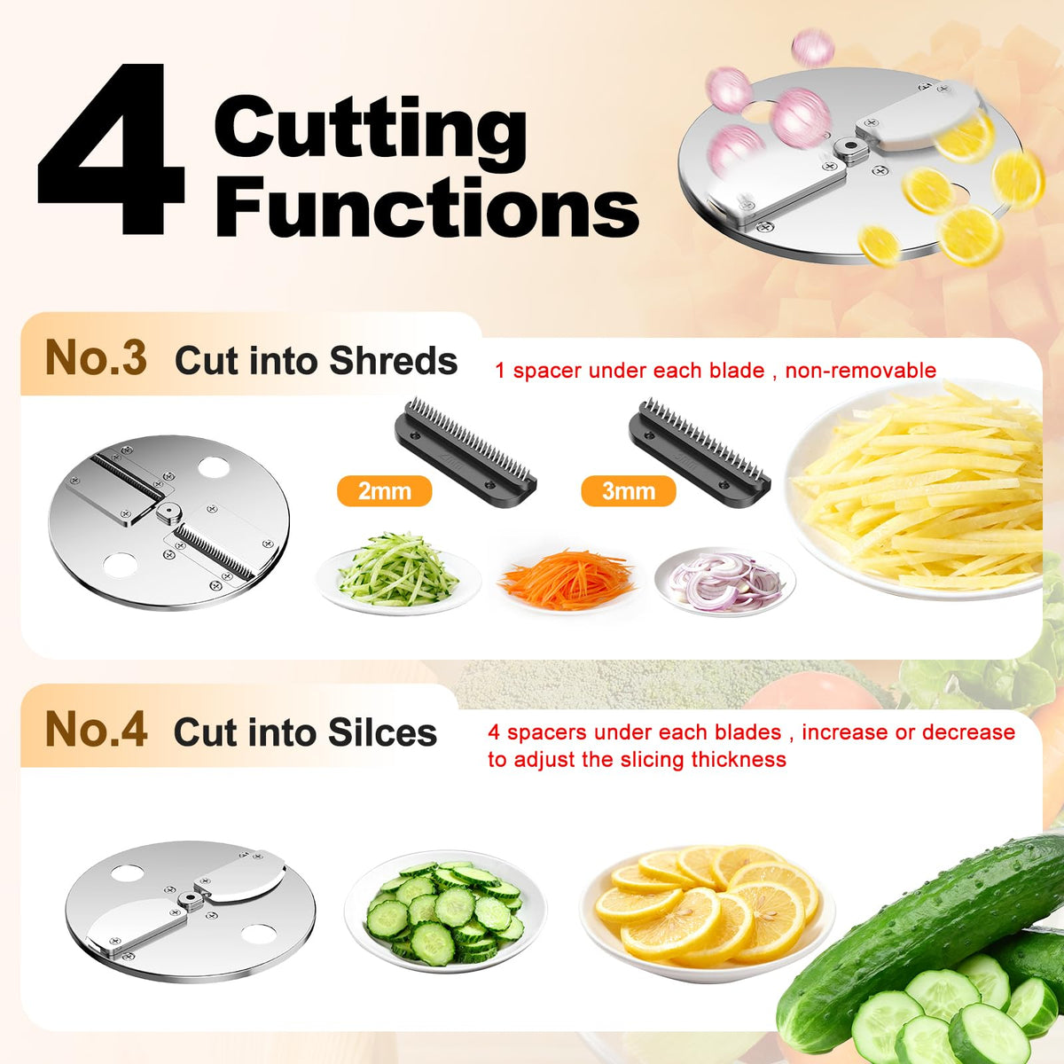 200W 4-In-1 Electric Vegetable Chopper Food Processor X785188