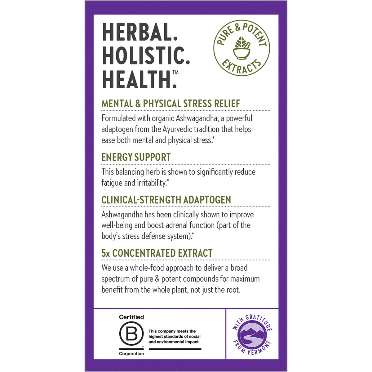 Organic Ashwagandha Supplement, 60 Count K750