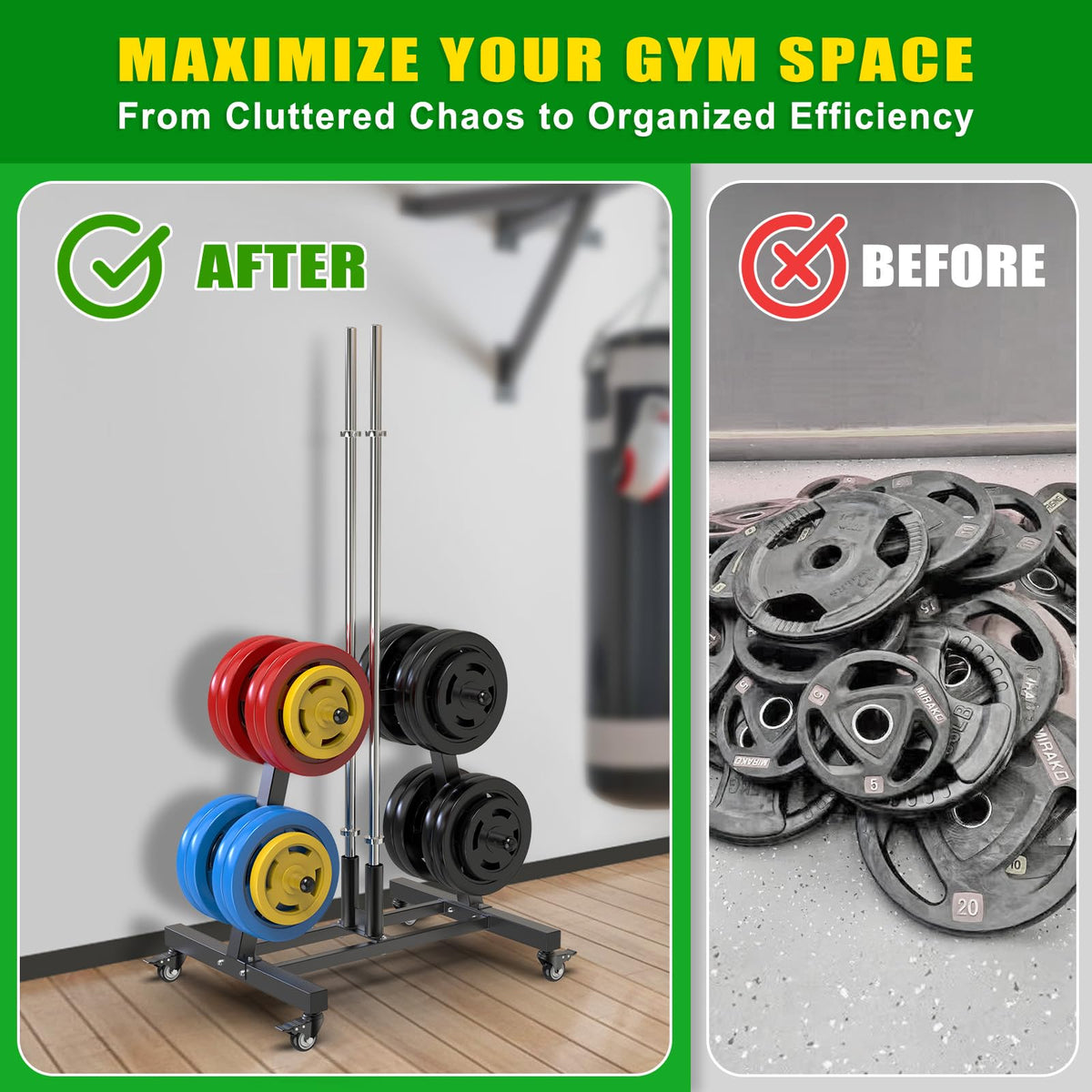 2" Olympic Weight Plate Tree Rack and Barbell Holders A234816