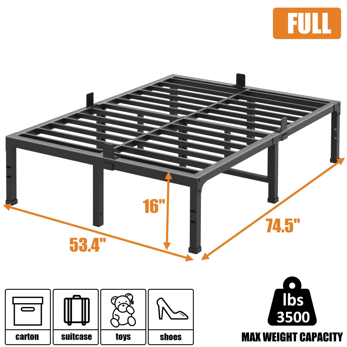 16 Inch Heavy Duty Metal Platform Bed Frame Full Size I310