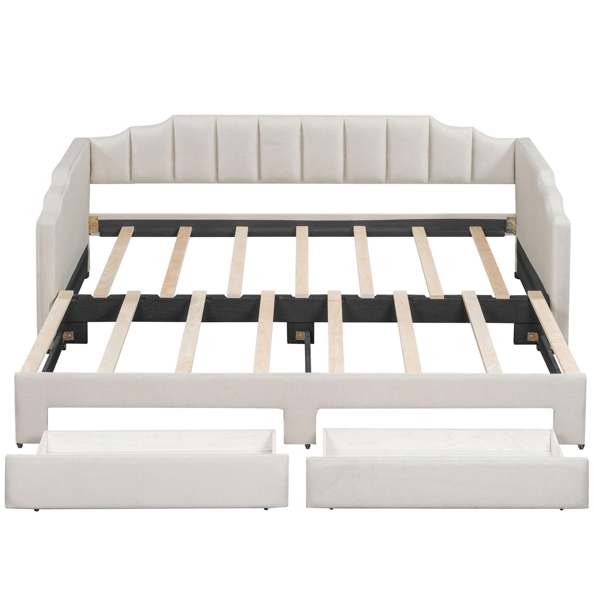 Linen Upholstered Daybed with Trundle and 2 Storage Drawers U932231