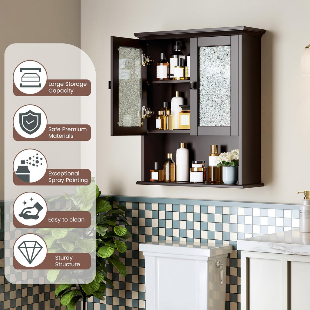 Wall Mount Bathroom Cabinet with Glass Door K105955