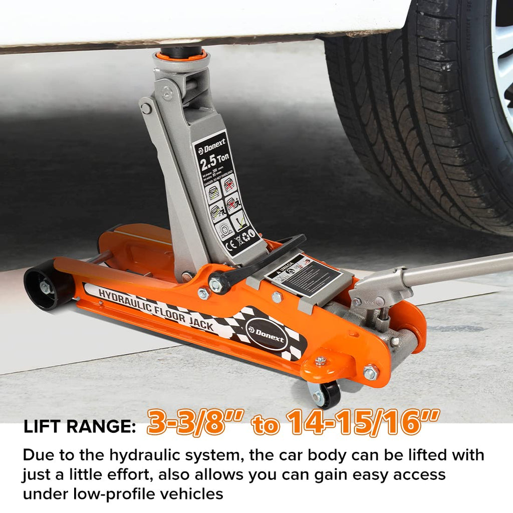 Steel Floor Jack and Orange Jack Stands X45173