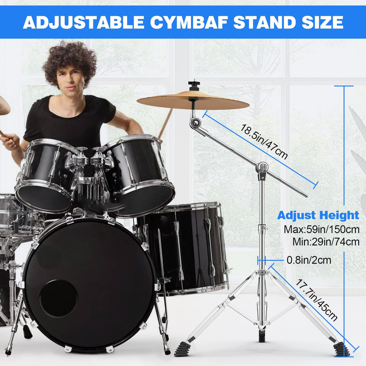 Adjustable Boom Cymbal Stand with Double Braced Legs X653