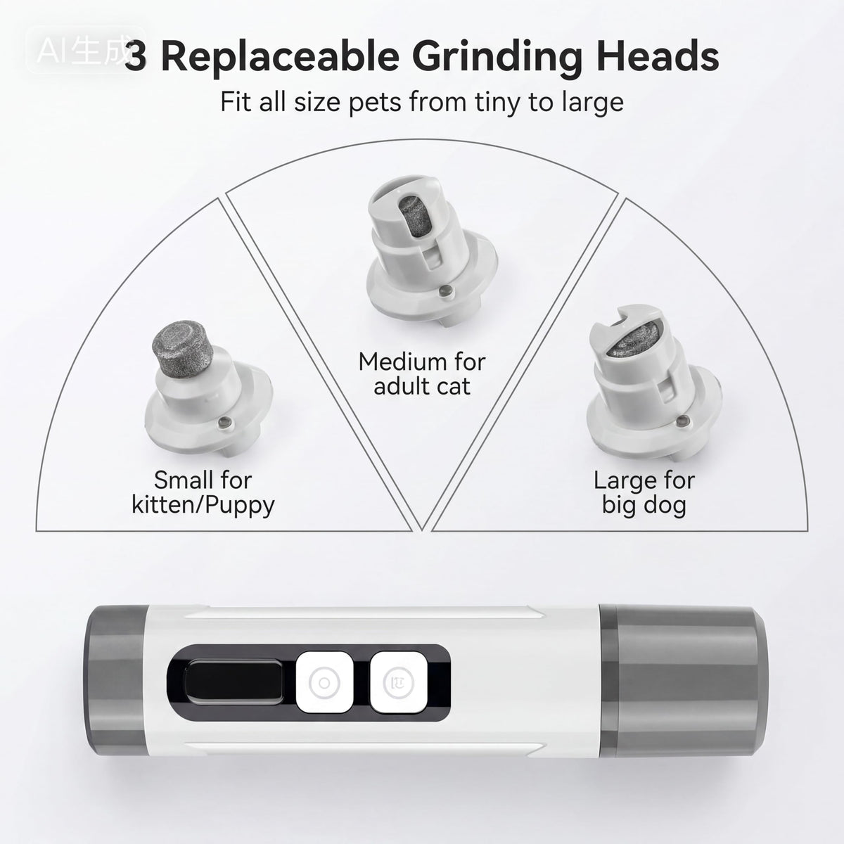3-Speed Dog & Cat Nail Grinder with LED Light D538