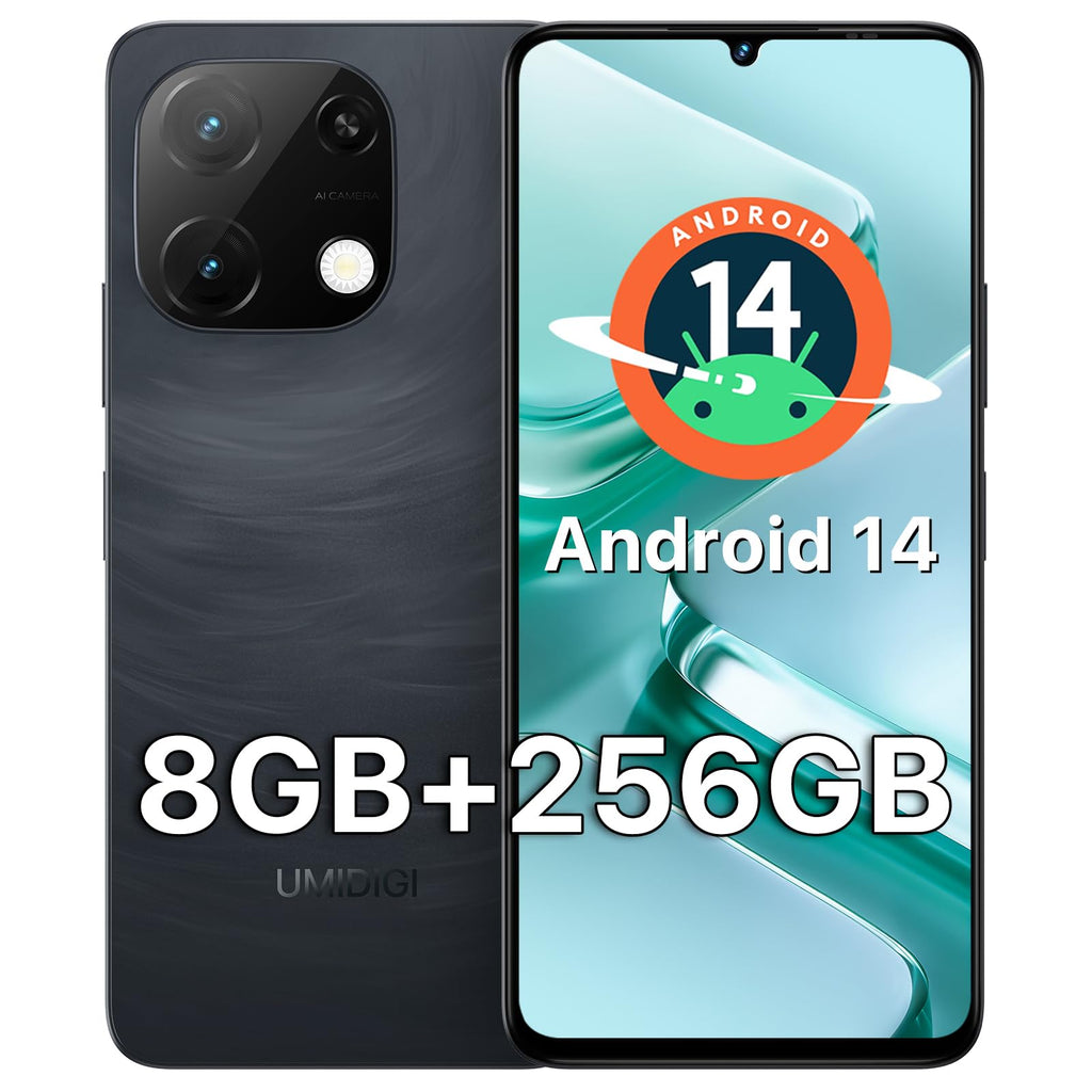 Unlocked Android 14 Smartphone 256GB Octa-Core 6.75" HD+ 5000mAh 4G Dual SIM R4824