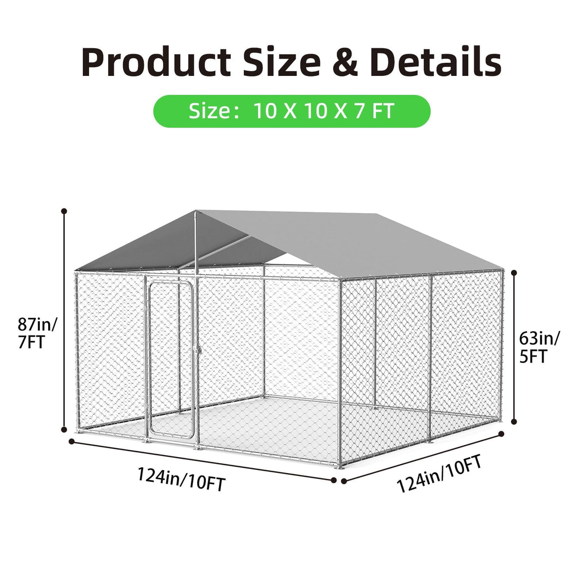 10'x10' Heavy Duty Outdoor Dog Kennel W6166