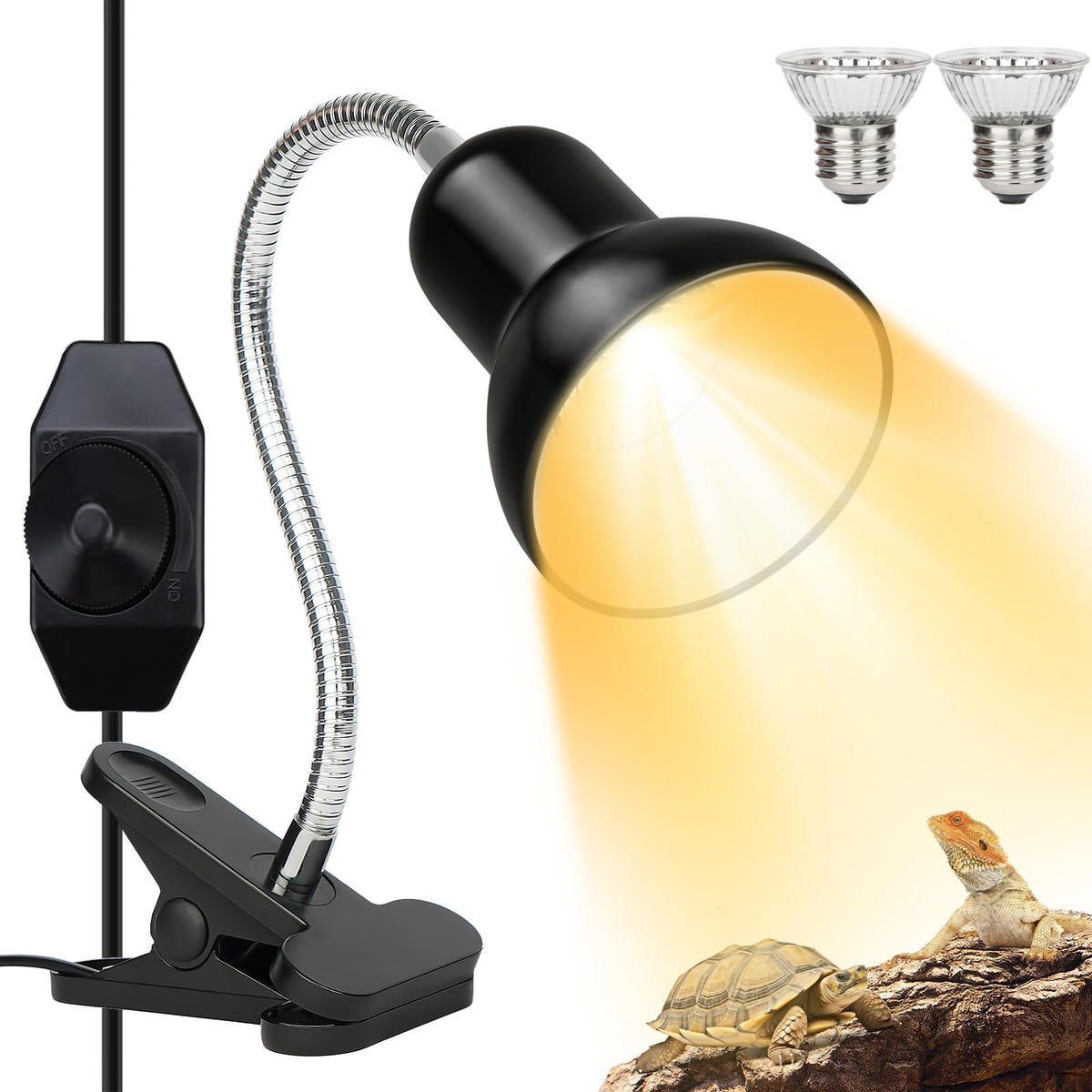 Reptile Heat Lamp UVA/UVB Light with 25W and 50W Bulbs Q3542