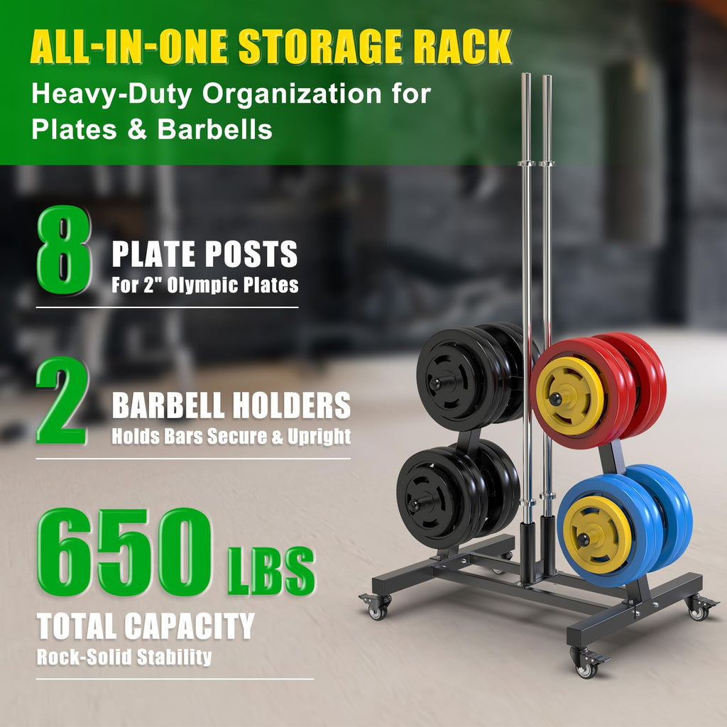 2" Olympic Weight Plate Tree Rack and Barbell Holders A234816
