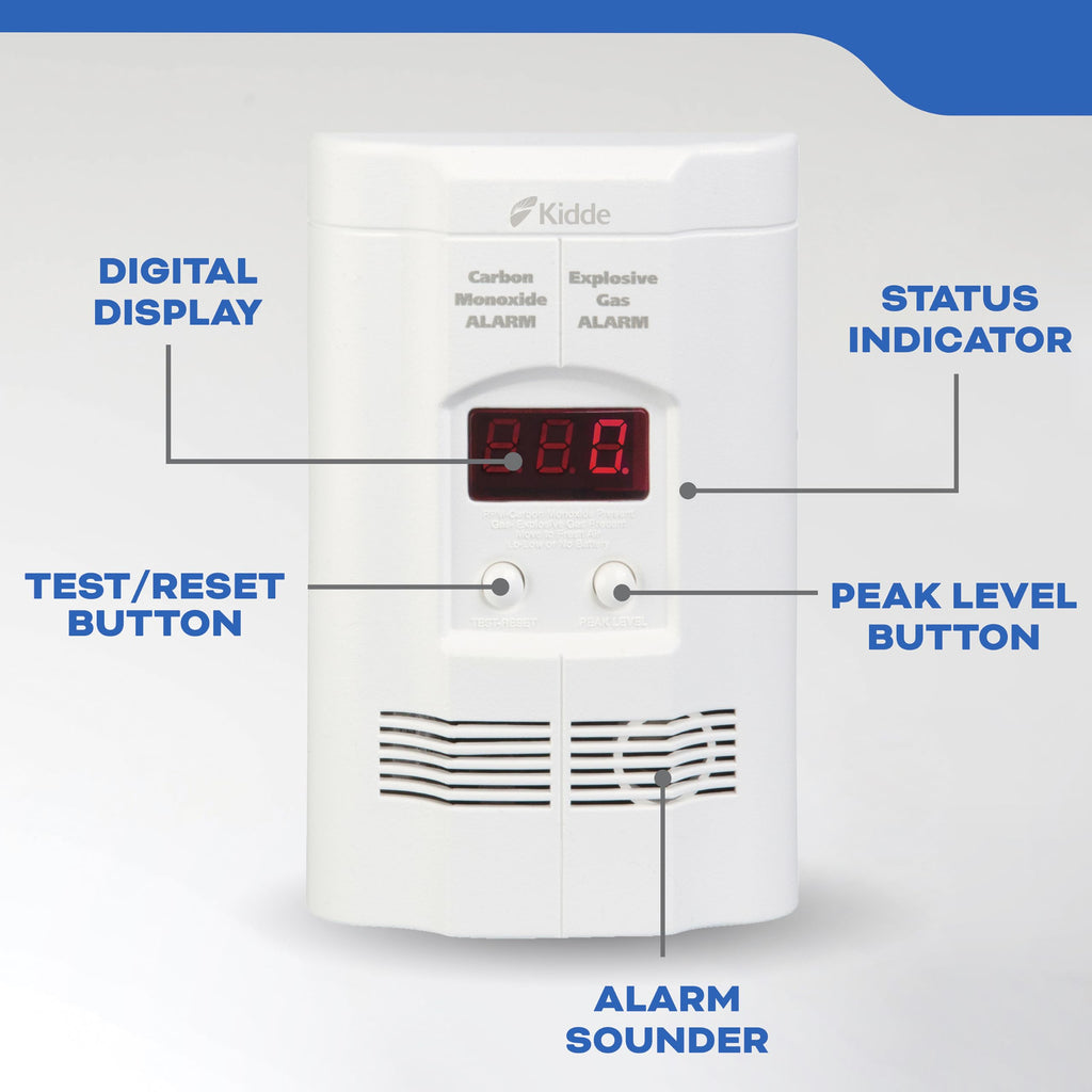 Carbon Monoxide & Explosive Gas Detector, Plug-in with Battery Backup E2198