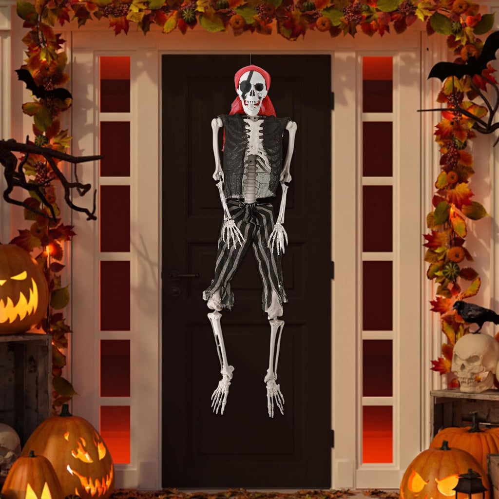 5.4Ft Posable Halloween Skeleton with Movable Joints S976091