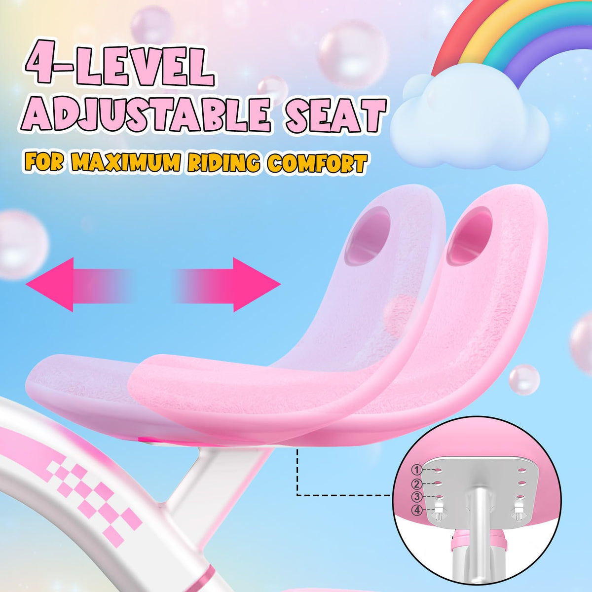 Pink Toddler Tricycle with Adjustable Seat and Light Wheels D39051
