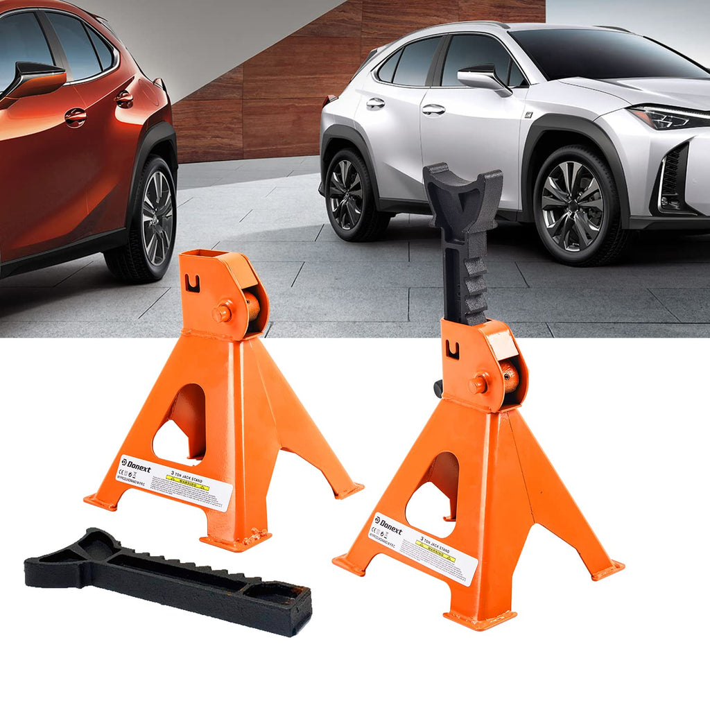 Steel Floor Jack and Orange Jack Stands X45173
