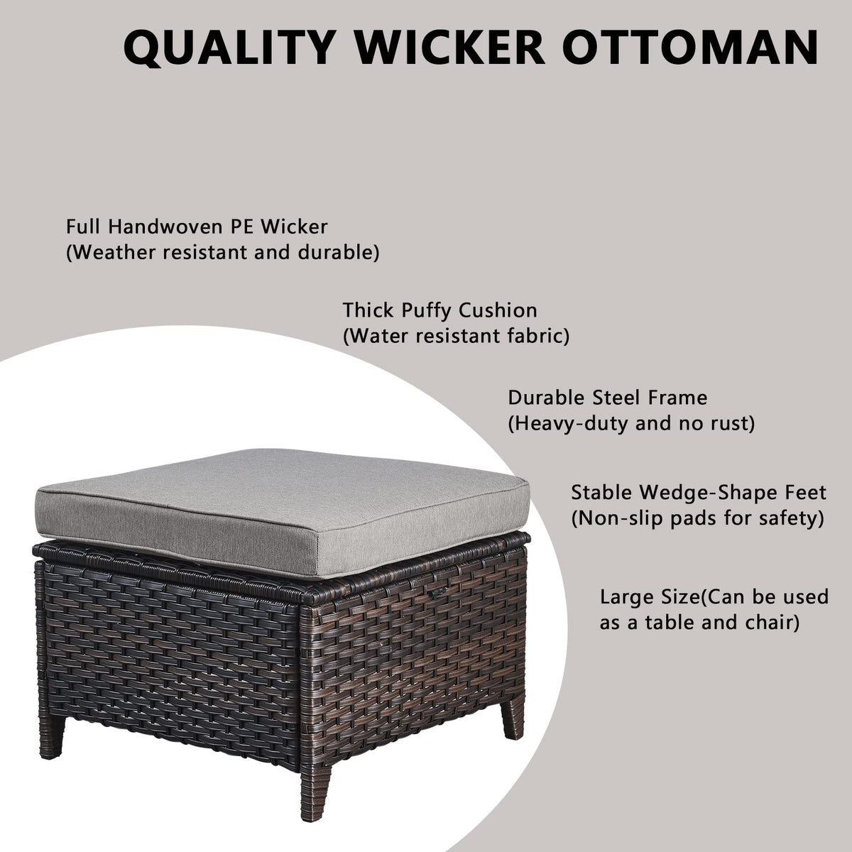 5 Piece Rattan Wicker Patio Furniture Set with Swivel Rocker Chairs Ottomans and Sofa F92390