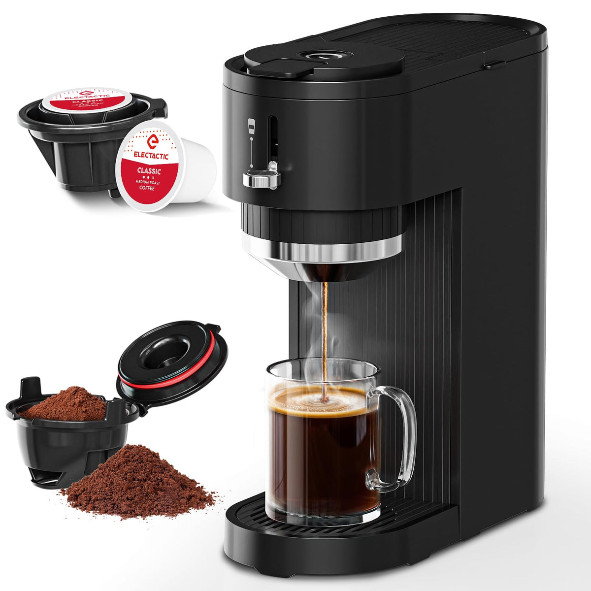 Black Single Serve Coffee Maker with 14 Oz Water Reservoir O384021