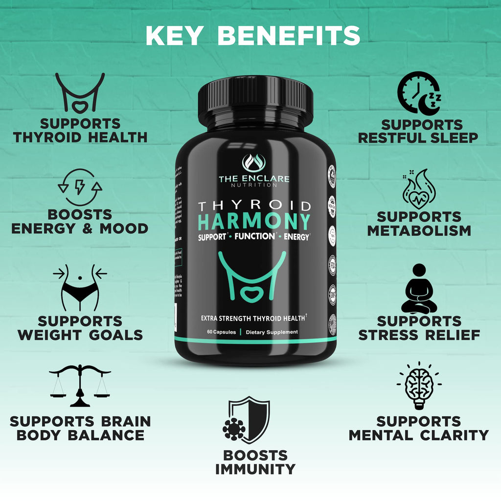 Thyroid Support Supplement with Iodine, Ashwagandha, Zinc, Selenium, Vitamin B12, Kelp, Magnesium, L Tyrosine I415551