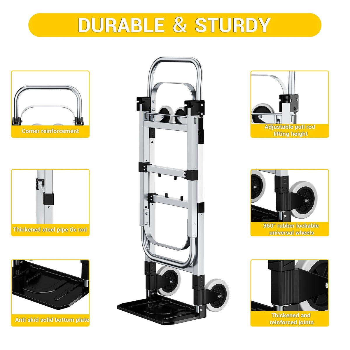 3 in 1 Folding Hand Truck 600lbs Capacity Heavy Duty Z914138
