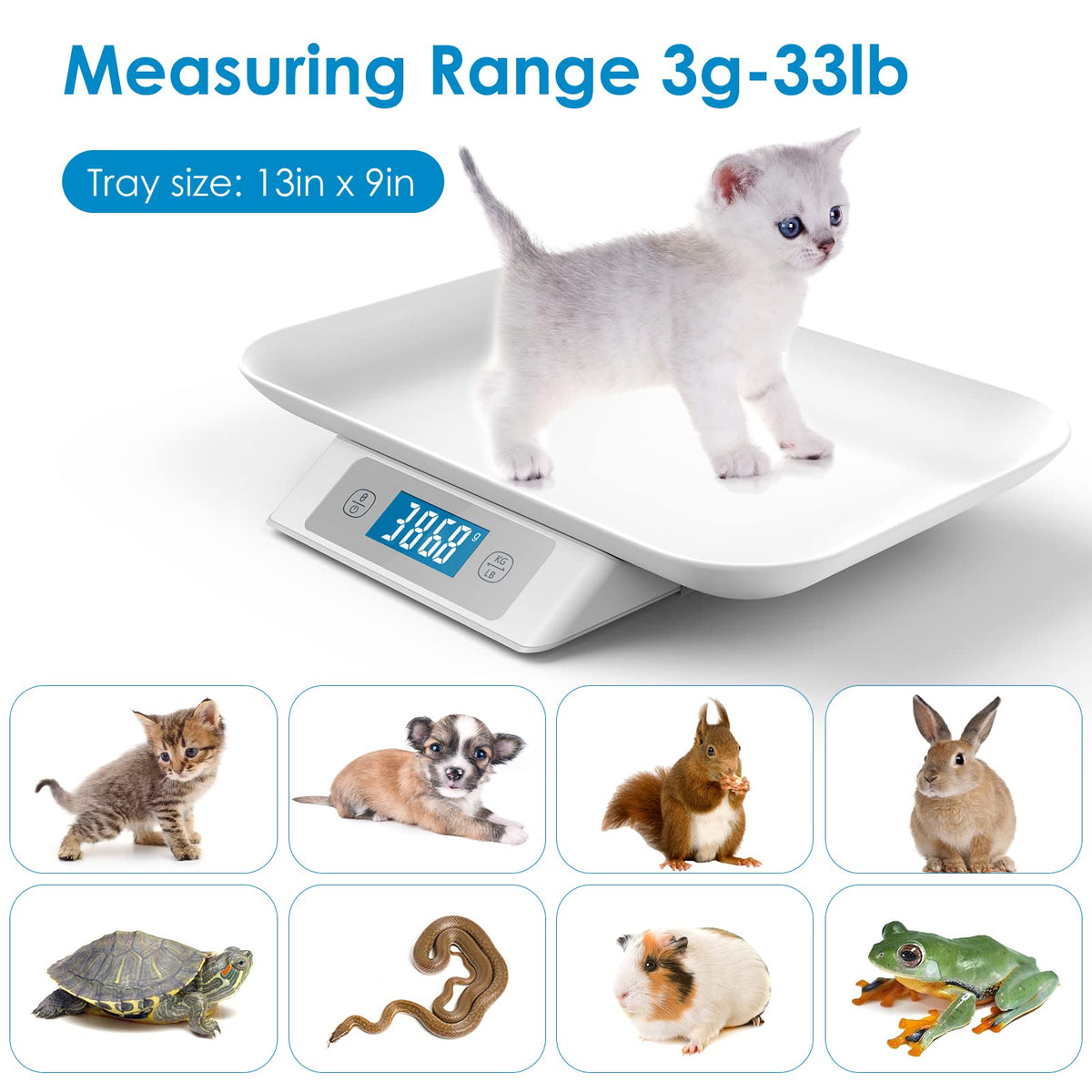 Digital Pet Scale for Small Cats and Animals Grey D802