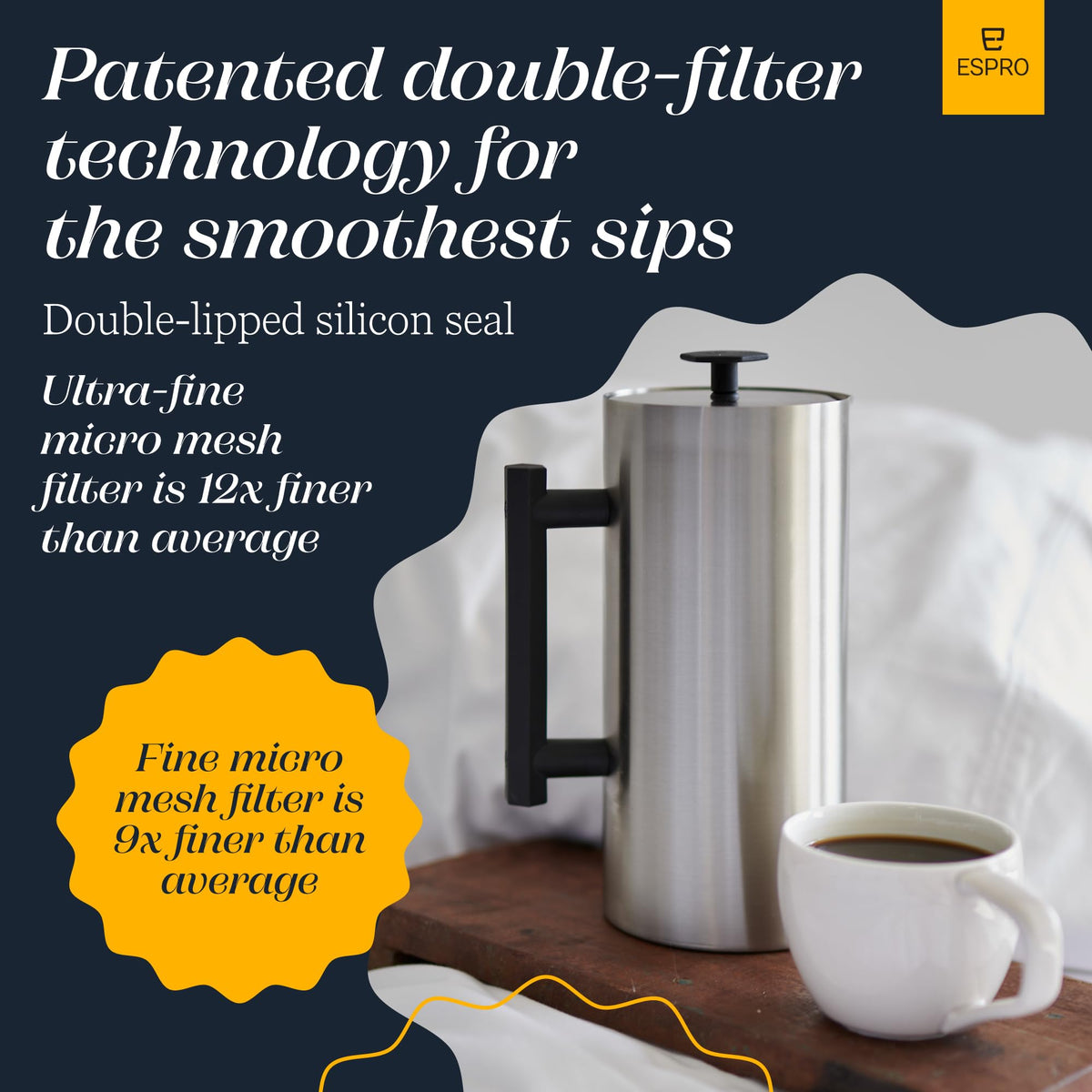 32oz Stainless Steel French Press H2418