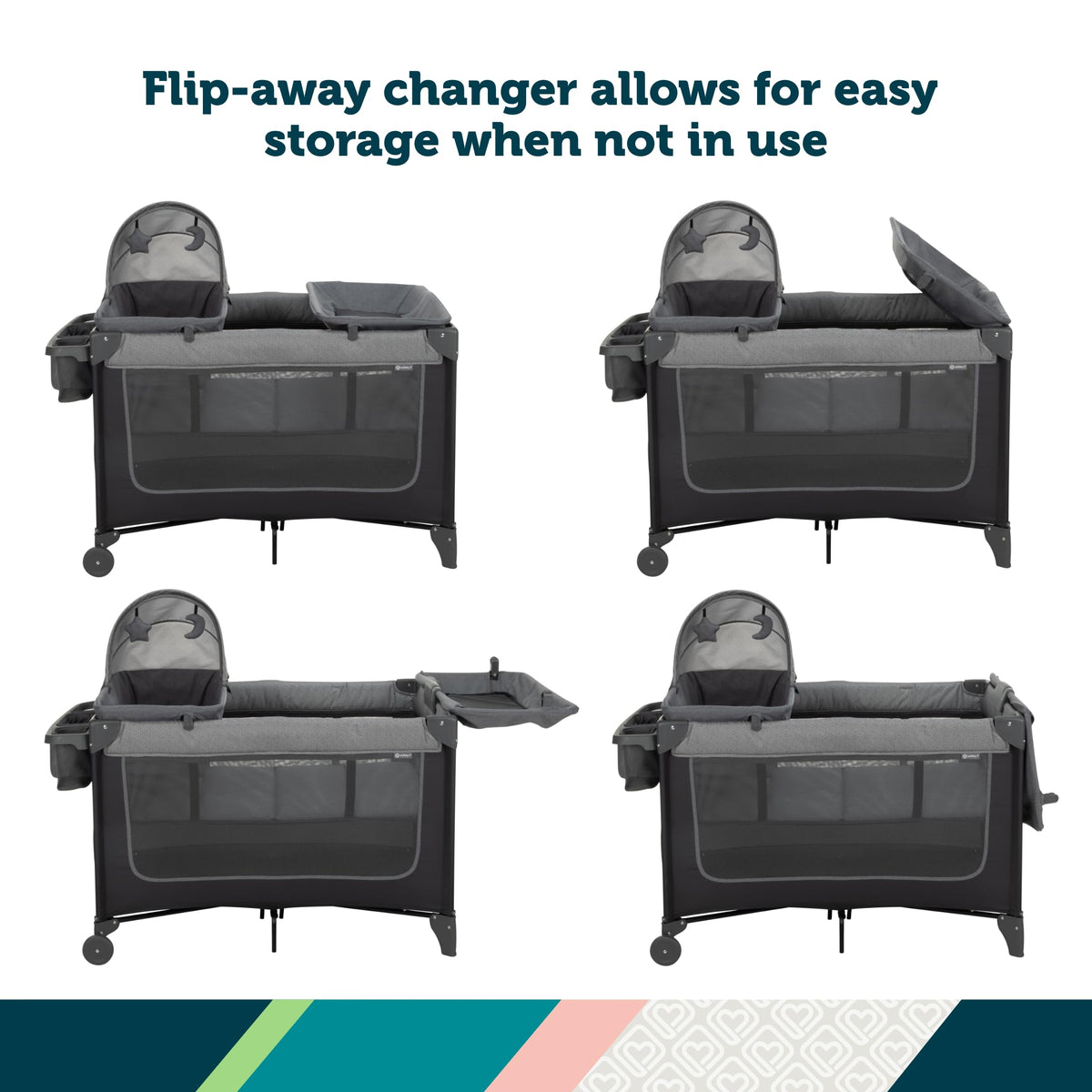 4-in-1 Portable Play Yard with Bassinet and Changer C248062