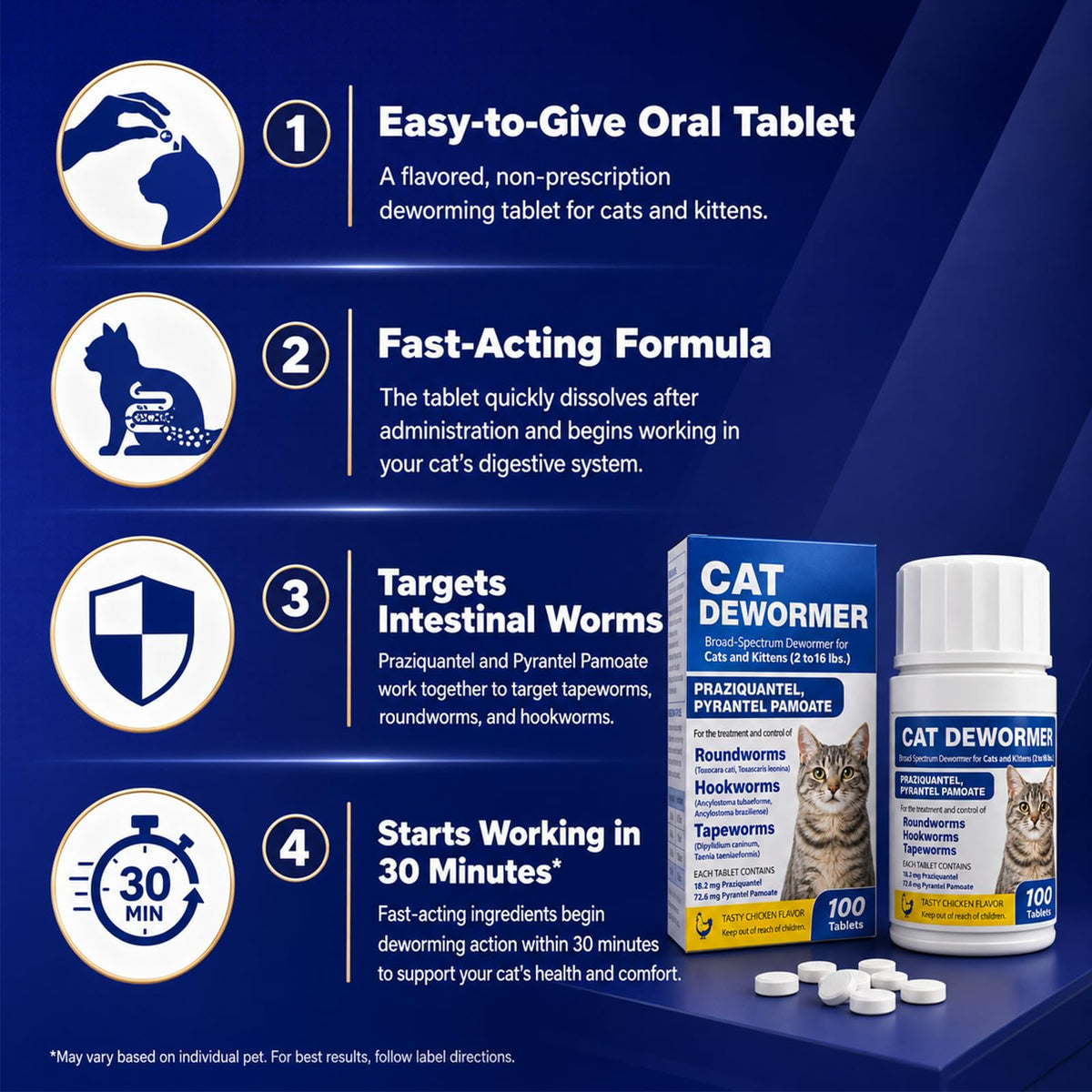 Cat and Kitten Dewormer 100 Tablets V9263