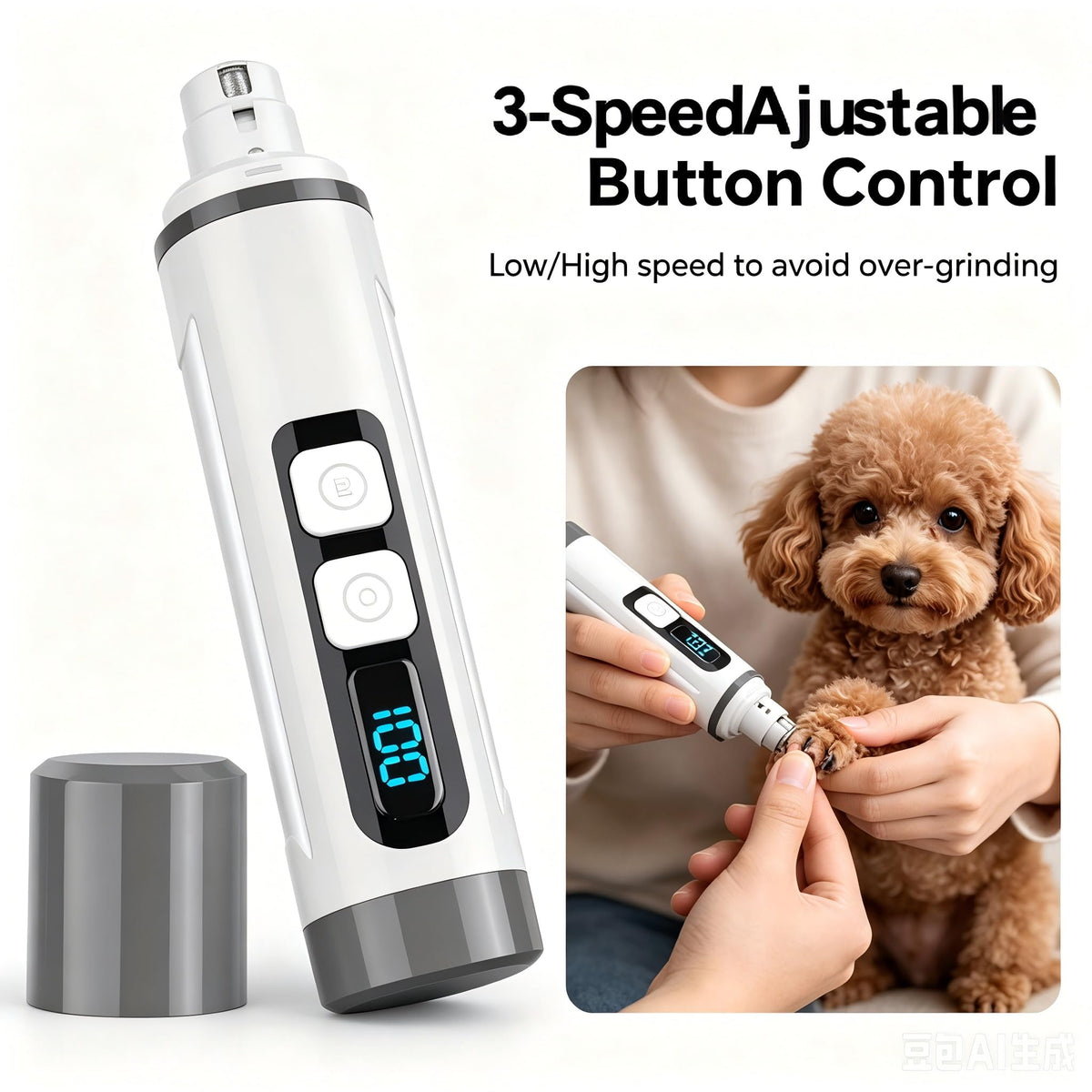 3-Speed Dog & Cat Nail Grinder with LED Light D538