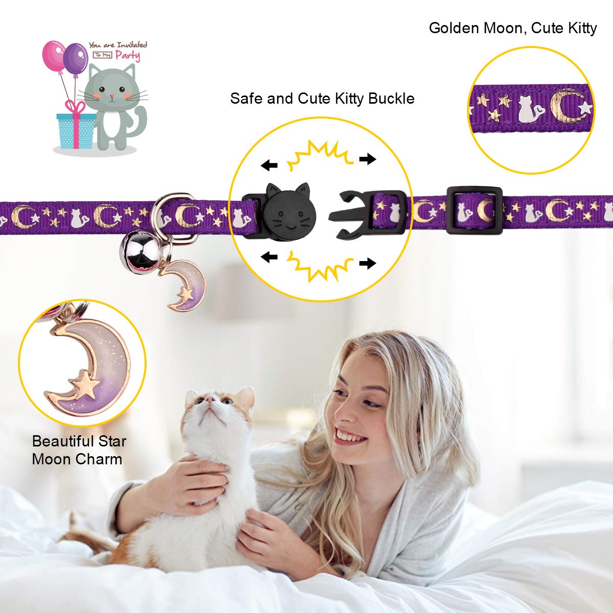 Breakaway Cat Collar with Bells 4PCS H5755
