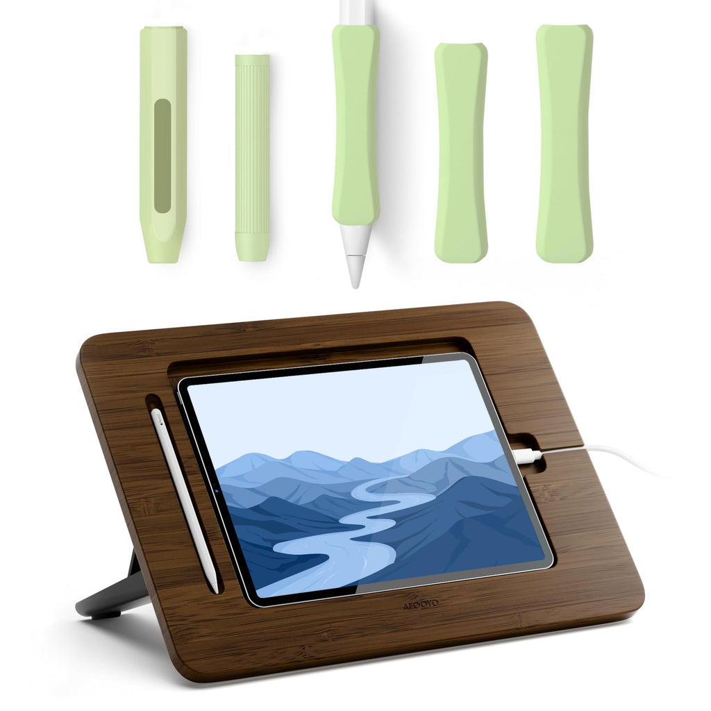 Bamboo Tablet Stand with 5 Pack Pencil Grips U868