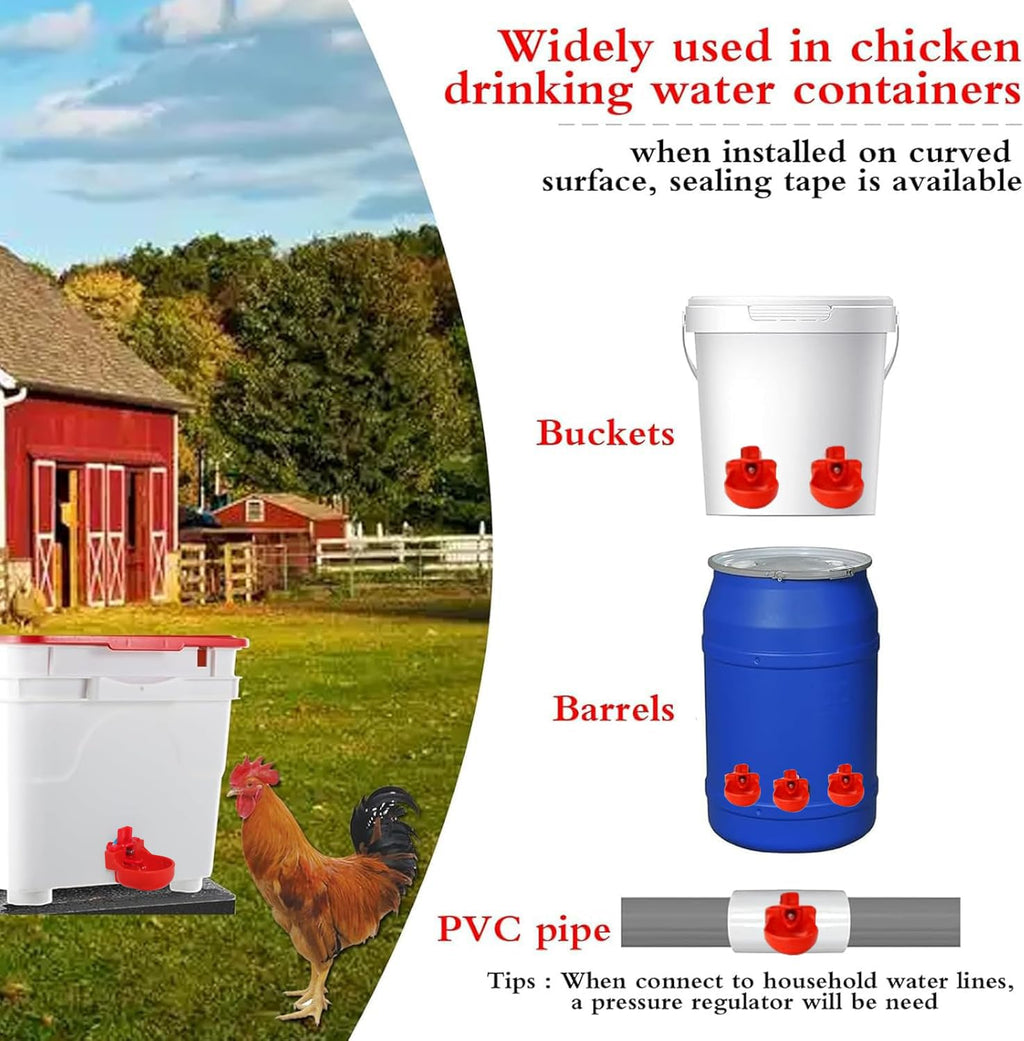 12-Pack Automatic Chicken Water Nipples with Cups A446726