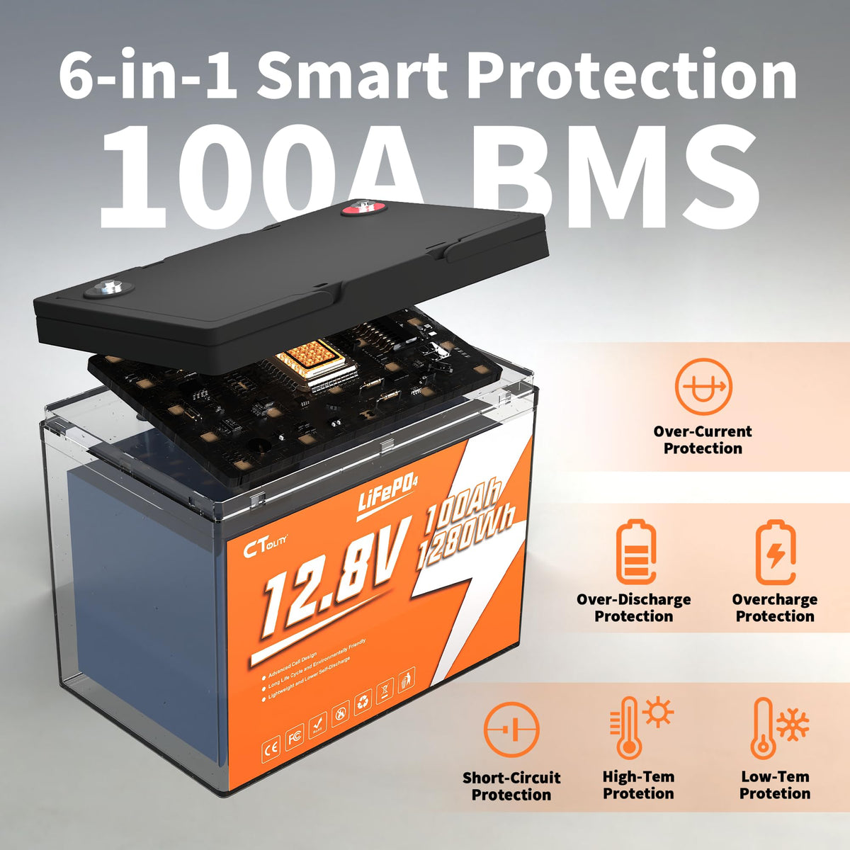 12V 100Ah LiFePO4 Lithium Battery O2990