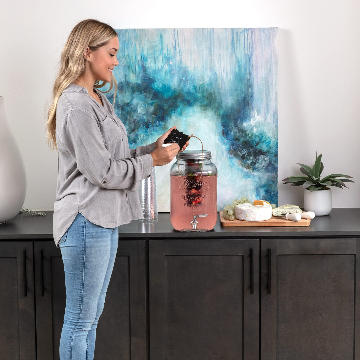 2-Gallon Glass Drink Dispenser with Spigot P7676